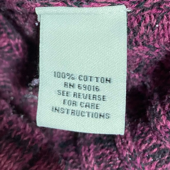 Maroon Purple Black Detail Long Sleeve Round Neck Cotton Sweater Woman's XL - Picture 11 of 13